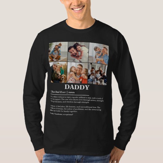 パーソナライズド ダディの定義 6枚フォトコラージュ Tシャツ (正面)
