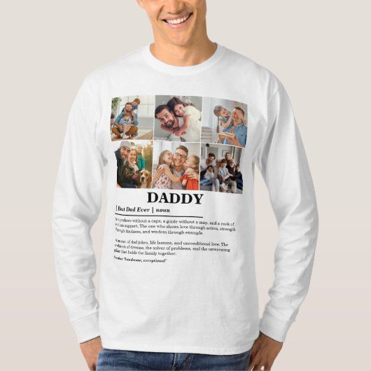 パーソナライズド ダディの定義 6枚フォトコラージュ Tシャツ (正面)