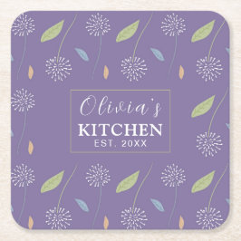 パーソナライズド チャーミング フラワー 壁紙 スクエアペーパーコースター