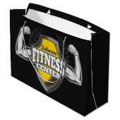 パーソナライズド ネーム マッスル フィットネス トレーナージム ラージペーパーバッグ (裏面アングル)