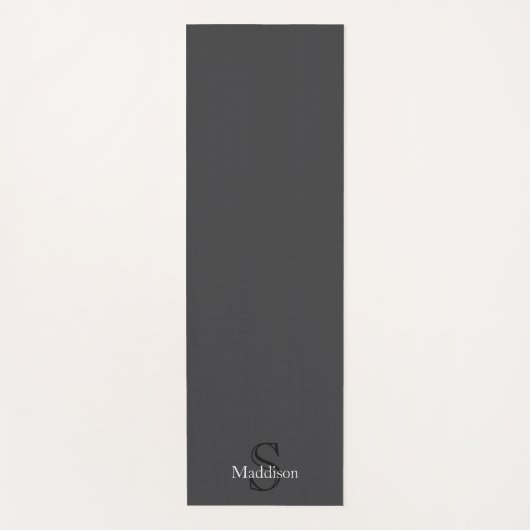 パーソナライズド ネーム モノグラム ブラック チャコール グレー ヨガマット (正面)