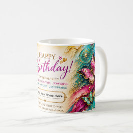 パーソナライズド ハッピーバースデー™ 8月の誕生花 コーヒーマグカップ