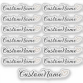 パーソナライズド ハート ゲスト リスト - 12 個のカスタム ネーム シール (正面)