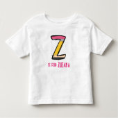 パーソナライズド バック トゥ スクール アルファベット Z トドラーTシャツ (正面)