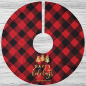 パーソナライズド バッファロープリント クリスマス ブラッシュドポリエステルツリースカート