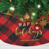 パーソナライズド バッファロープリント クリスマス ブラッシュドポリエステルツリースカート