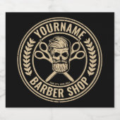 パーソナライズド バーバー ショップ スカル ロカビリー サロン ビールラベル (シングルラベル)