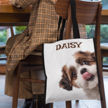 パーソナライズド パステルブラウン 犬の写真 トートバッグ