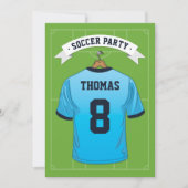 パーソナライズド パステルブルー サッカー 誕生日 インビテーション (正面)