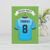 パーソナライズド パステルブルー サッカー 誕生日 インビテーション (スタンド正面)