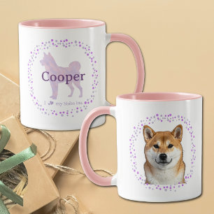 パーソナライズド・パステルラベンダーの柴犬マグカップ マグカップ