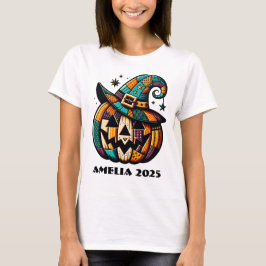 パーソナライズド パッチワーク パンプキン ハロウィン Tシャツ