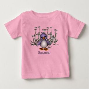 パーソナライズド パープルバードアンドデイジー ベビーTシャツ
