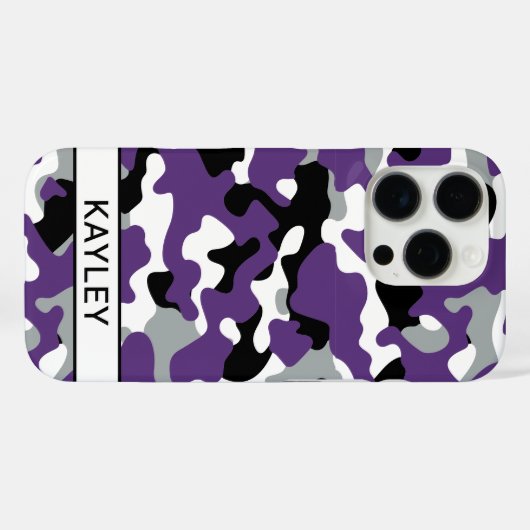 パーソナライズド パープルブラックカモフラージュ Case-Mate iPhoneケース (裏面 (横))