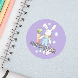 パーソナライズド パープル かわいい ぬいぐるみ うさぎ ラウンドシール