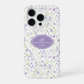 パーソナライズド パープル フラワー モノグラム iPhoneケース (裏面)