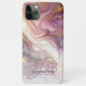 パーソナライズド パープル マーブ ピンク ゴールド 大理石柄 Case-Mate iPhoneケース (裏面)
