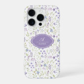 パーソナライズド パープル ワイルドフラワーモノグラム iPhoneケース (裏面)