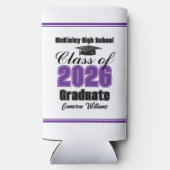 パーソナライズド パープル 2026年卒業パーティー スリム缶クーラー (裏面)