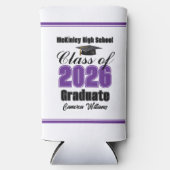 パーソナライズド パープル 2026年卒業パーティー スリム缶クーラー (正面)
