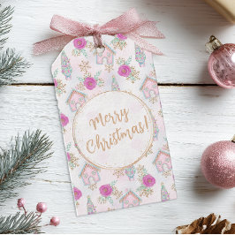 パーソナライズド ピンクジンジャーブレッド クリスマス ギフトタグ