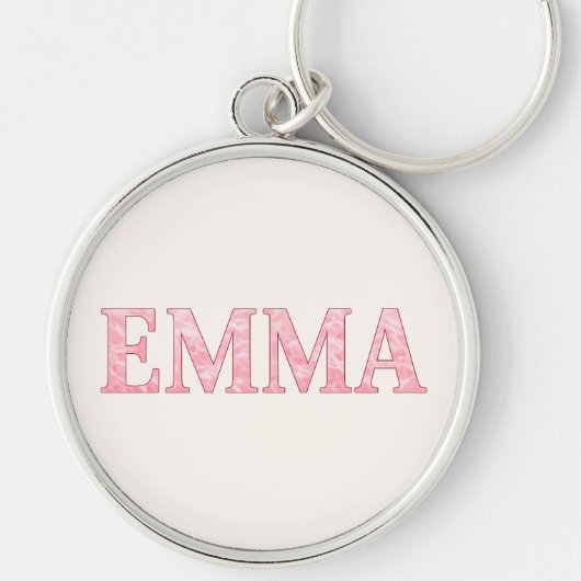 パーソナライズド ピンクマーブル EMMA キーホルダー (正面)