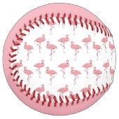 パーソナライズド ピンク フラミンゴ パターン トレンディ ソフトボール (正面左)