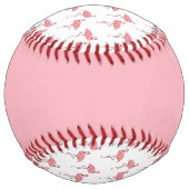 パーソナライズド ピンク フラミンゴ パターン トレンディ ソフトボール (裏面)
