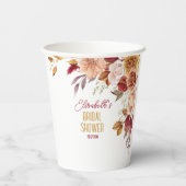 パーソナライズド フォール ボーホー フローラル ブライダル シャワー 紙コップ (裏面)