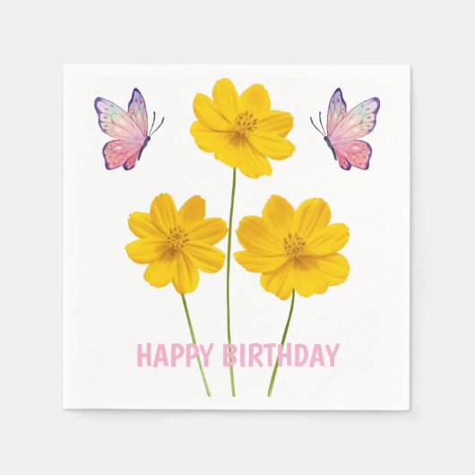 パーソナライズド フラワー スタンダードカクテルナプキン (正面)