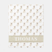 パーソナライズド フレンチ (フォーンタンクリーム) フリースブランケット (正面)