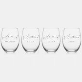 パーソナライズド ブライズメイド ステムなしワイングラス (正面)