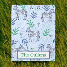 パーソナライズド プレッピー ゼブラ & マティーニ ブルー