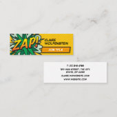 パーソナライズド ポップアート コミック風 ZAP! スキニー名刺 (正面/裏面)