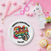 パーソナライズド ポップアート レトロ 誕生日 写真 ペーパープレート (パーティー)