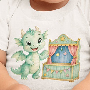 パーソナライズド マジカル リトル ドラゴン パペットステージ ベビーTシャツ