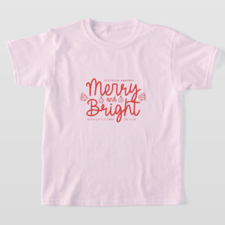 パーソナライズド メリー アンド ブライト キッズ クリスマス ホリデー Tシャツ