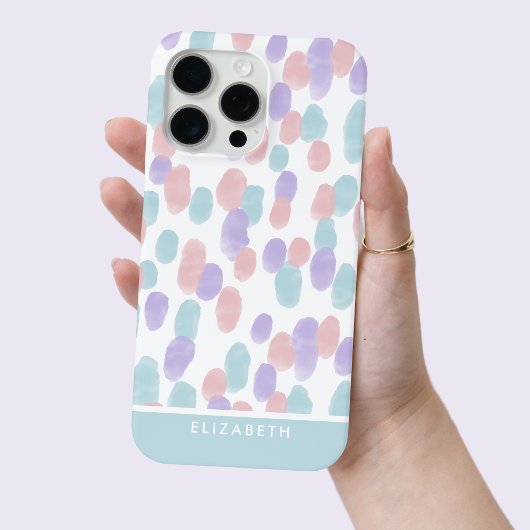 パーソナライズド モダン 水彩 パステルドットパターン Case-Mate iPhoneケース
