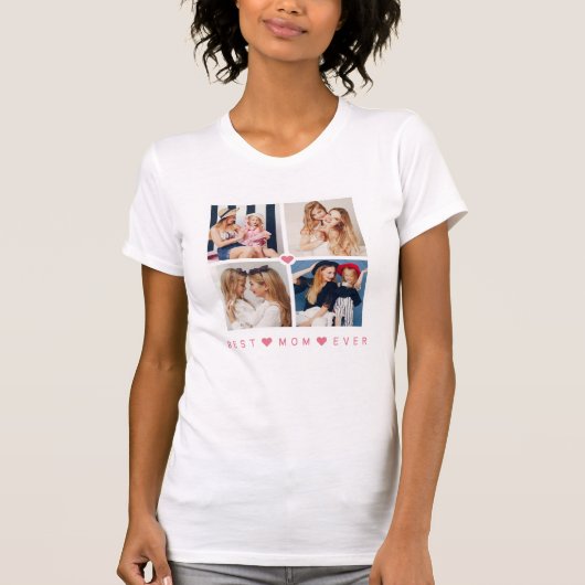 パーソナライズド モダン 4枚写真 '史上最高のママ' Tシャツ (正面)