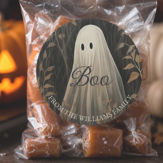 パーソナライズド モーディー ゴースト ハロウィン ラウンドシール