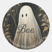 パーソナライズド モーディー ゴースト ハロウィン ラウンドシール (正面)