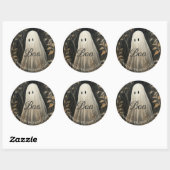 パーソナライズド モーディー ゴースト ハロウィン ラウンドシール (シート)
