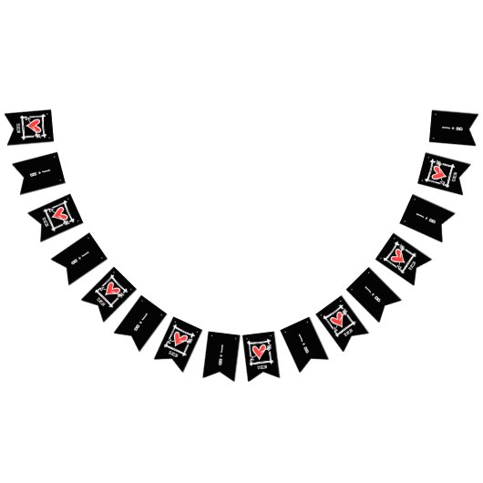 パーソナライズド ラブハート ウェディング バンティングフラッグ (全)