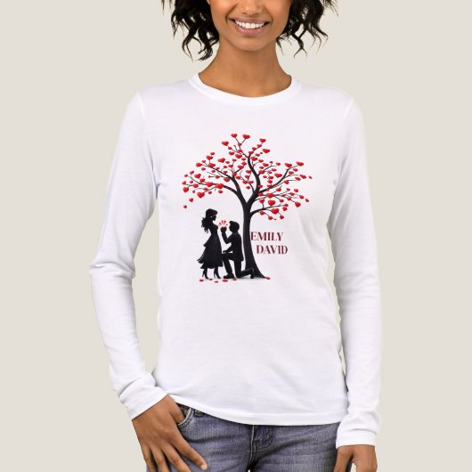 パーソナライズド ラブ ツリー - レディース ロングスリーブ T シャツ (正面)