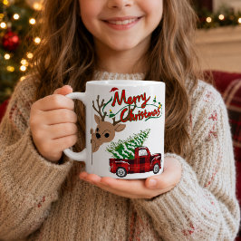 パーソナライズド ルドルフ メリークリスマス ヴィンテージ トラック コーヒーマグカップ