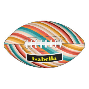 パーソナライズド レトロ ストライプ サッカー カラフル アメリカンフットボール