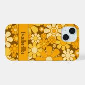 パーソナライズド レトロ 70年代 花柄 iPhone 15ケース (裏面横)