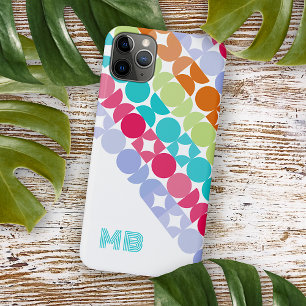 パーソナライズド ヴァイオレット ピンク アクア レトロ アート パターン iPhone 11 PRO MAXケース