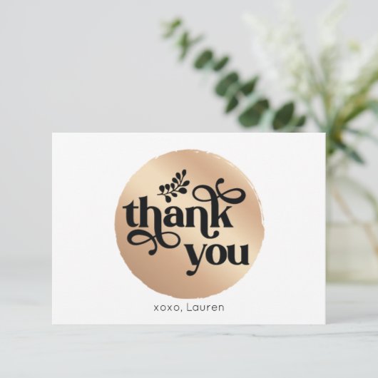 パーソナライズド ヴィンテージ ゴールド サークル フラット サンクス サンキューカード (スタンド正面)