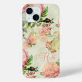 パーソナライズド ヴィンテージ ピンク フラワー 薔薇柄 Case-Mate iPhoneケース (裏面)